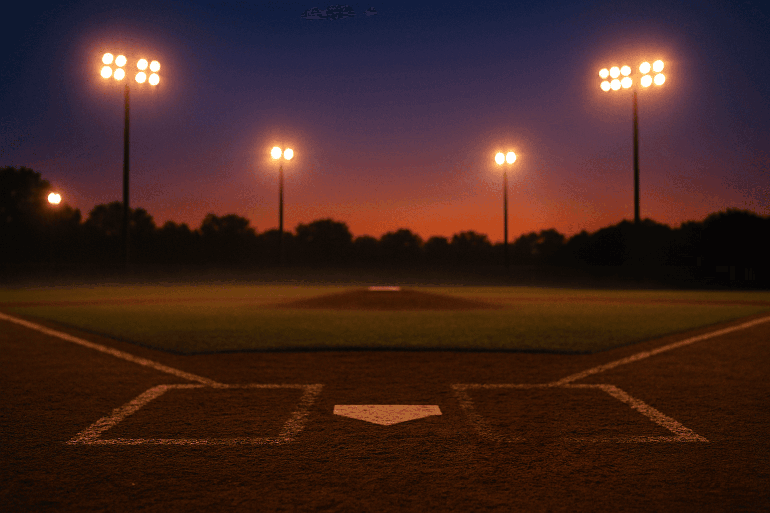 Baseball Field at Dusk